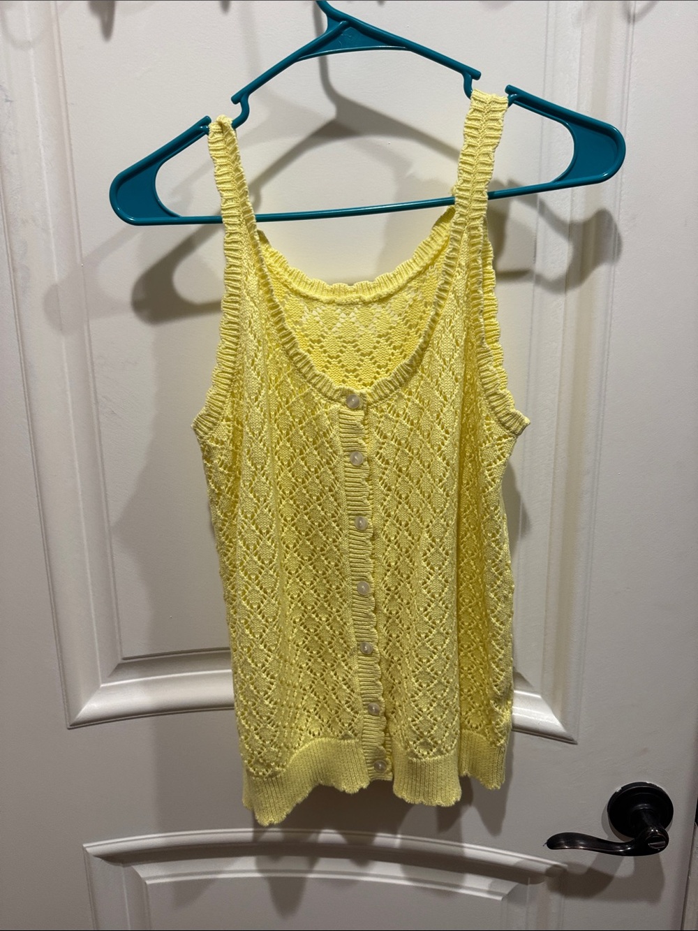 Yellow Knit Button-Front Tank Top
